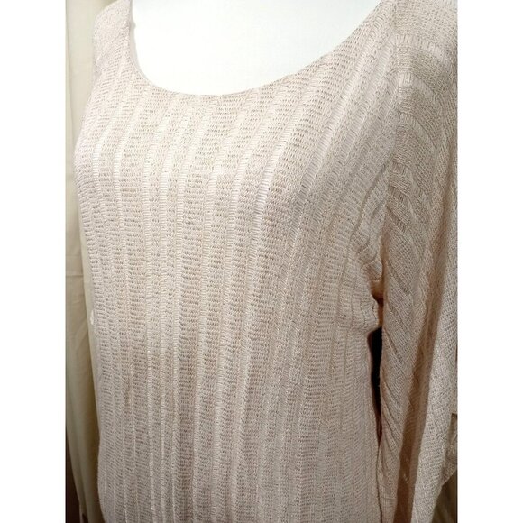 Lily Womens White/Gold Thread Knit Long Flare Sleeve Dress Size Small - Picture 2 of 15
